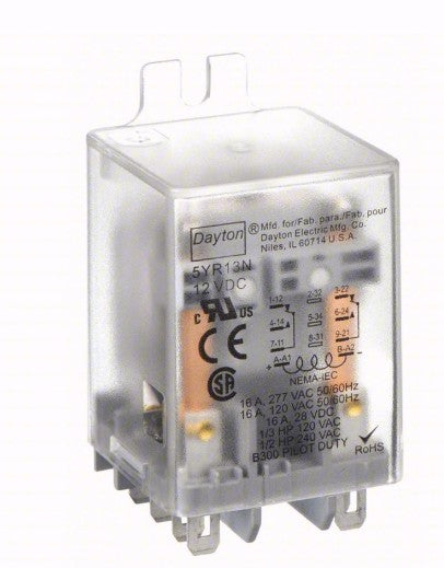 Relay 12 VDC DPDT, 8 Terminals w/ Mounting Bracket
