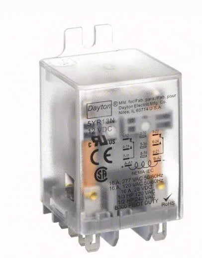 Relay 12 VDC DPDT, 8 Terminals w/ Mounting Bracket